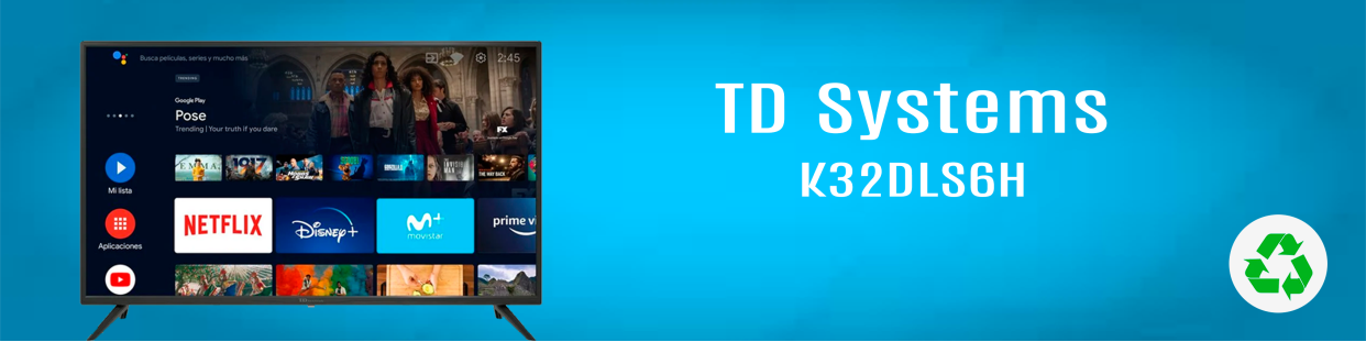 Componentes, repuestos, piezas recuperadas para Televisores (TV) de la marca TD Systems, modelo K32DLS6H.