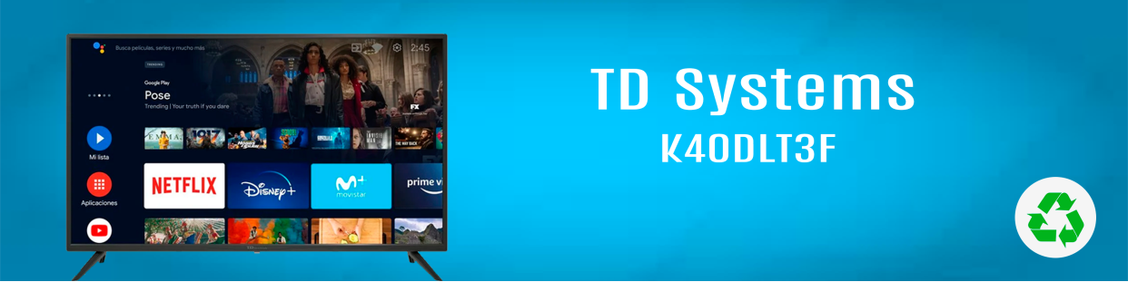 Componentes, repuestos, piezas recuperadas para Televisores (TV) de la marca TD Systems, modelo K40DLT3F.
